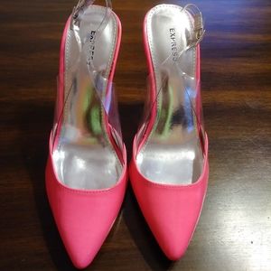Express Neon and Patent Lucite Slingback Pumps